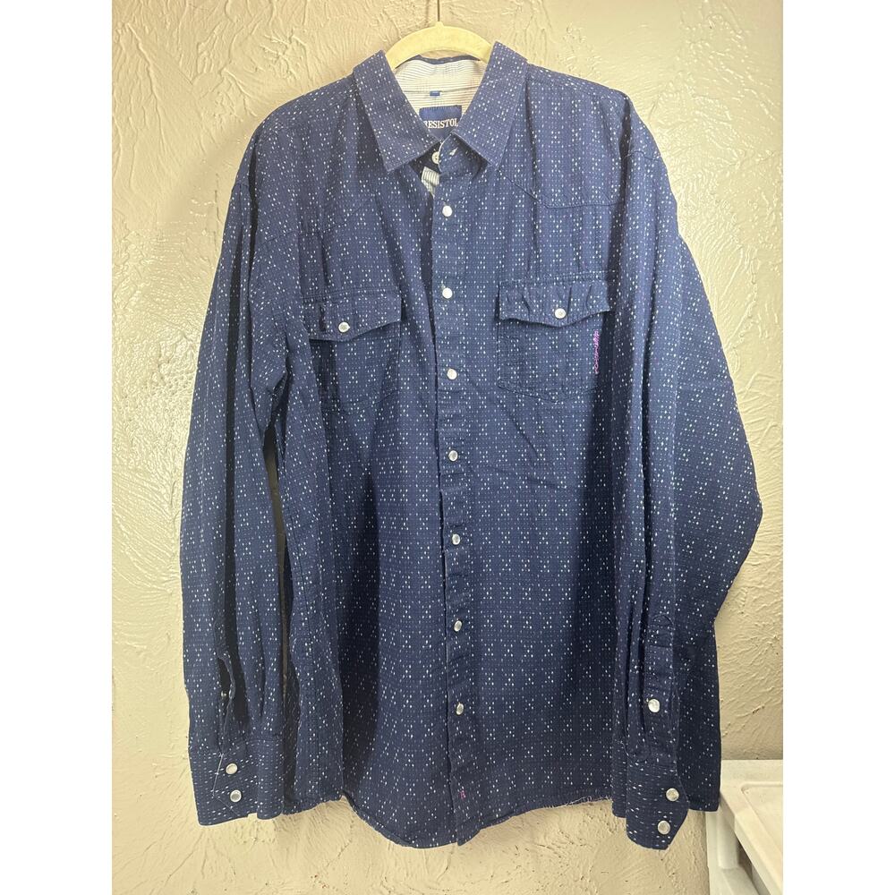 Resistol Shirt Mens Blue Heavy Pearl Snap Western Cowboy Rodeo Plaid Size XL